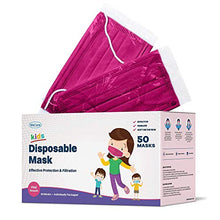 Load image into Gallery viewer, WeCare Individually Wrapped Kids Face Masks - 50 Pack - Soft on Skin - Disposable, 3 Ply - 5.7" x 3.7" Children's Size - 3 Layer Protectors with Elastic Earloops - Latex Free - Pink
