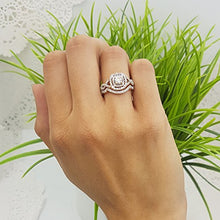 Load image into Gallery viewer, Dazzlingrock Collection 1.00 Carat (ctw) 14K White Diamond Swirl Bridal Halo Engagement Ring Set 1 CT, Rose Gold, Size 7
