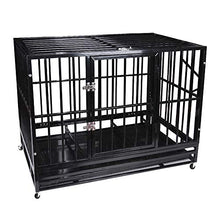 Load image into Gallery viewer, 48'' Size Heavy Duty Pet Dog Cage Strong Metal Crate Kennel Playpen w/Wheels&amp;Tray
