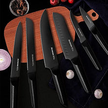 Load image into Gallery viewer, Knife Set, 15 Pieces Chef Knife Set with Block for Kitchen, German Stainless Steel Knife Block Set, Dishwasher Safe, Elegant Black
