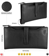 Load image into Gallery viewer, Mou Meraki Women RFID Blocking Real Leather Bifold Wallets For Women-Shield Against Identity Theft (Black)
