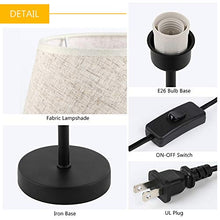 Load image into Gallery viewer, HAITRAL Bedside Table Lamps - Small Nightstand Lamps Set of 2 with Fabric Shade Bedside Desk Lamps for Bedroom, Living Room, Office, Kids Room, Girls Room, Dorm 15 Inches - Black
