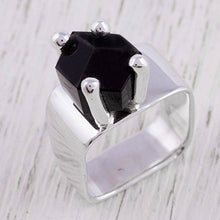 Load image into Gallery viewer, NOVICA Obsidian .925 Sterling Silver Taxco Ring, Facets'
