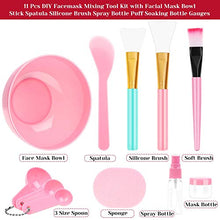 Load image into Gallery viewer, Face Mask Mixing Bowl Set, Anezus 11 Pcs DIY Facemask Mixing Tool Kit with Facial Mask Bowl Stick Spatula Silicone Brush Spray Bottle Puff Soaking Bottle Gauges
