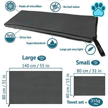 Load image into Gallery viewer, Iceland Outdoors Dog Towel Super Absorbent Large - 2 Microfiber Towels 1 Large, 1 Small Makes Drying Large Medium and Small Dogs Fast &amp; Easy
