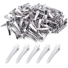 Load image into Gallery viewer, BronaGrand 100pcs 1.38inch Stylish Teeth Bows Hair Clips Prong Curl Clips Hairdressing Salon Hair Grip Silver Color
