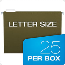 Load image into Gallery viewer, Pendaflex Hanging File Folders, Letter Size, Standard Green, 1/5-Cut Adjustable Tabs, 25 Per Box (81602), Standard Green - 1/5 Tabs
