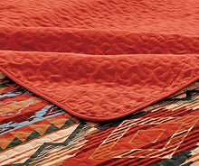 Load image into Gallery viewer, Rustic Western Native American Quilt Bedspread Coverlet Bedding Set in Modern Southwest Tribal Patterns in Soft Beige Brown Turquoise Blue Copper Burnt Orange &amp; Rust Colors - Arizona (Full/Queen)
