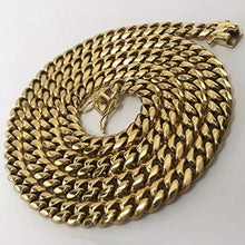 Load image into Gallery viewer, TRIPOD JEWELRY Men's Hip Hop Miami Cuban Link Chain or Bracelet - 14K or White Gold Plated Stainless Steel Cuban Link Choker Gold Chains Necklace 8mm,10mm,12mm,14mm,16mm (14K Gold - 8mm, 22.00)

