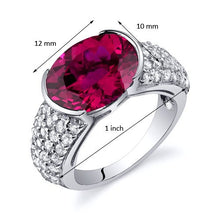 Load image into Gallery viewer, Peora 6.00 Carats Created Ruby Half Bezel Ring Sterling Silver Size 5
