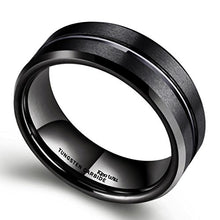 Load image into Gallery viewer, King Will Classic Men Black Tungsten Carbide 8mm Polished Matte Brushed Finish Center Wedding Band Ring 10
