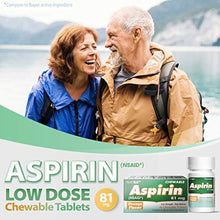 Load image into Gallery viewer, HealthA2Z Aspirin 81mg Chewable | Low Strength | 3 Packs of 36 Chewable Tablets (108 Tablets Total) | Orange Flavor | Pain Reliever | Reduce Headaches &amp; Pains
