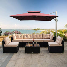 Load image into Gallery viewer, SHA CERLIN 7 Pieces Patio Furniture Sets with Heavy Duty Steel Frames, All-Weather Rattan Outdoor Sectional Sofa with Tea Table, Washable Beige Cushions Covers, Black
