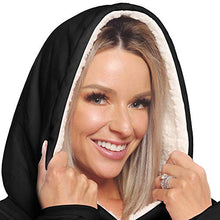Load image into Gallery viewer, THE COMFY Original | Oversized Microfiber &amp; Sherpa Wearable Blanket, Seen On Shark Tank, One Size Fits All Black
