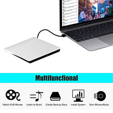 Load image into Gallery viewer, External DVD Drive, USB 3.0 Portable CD/DVD-RW Drive/ DVD Player for Laptop CD ROM Burner Compatible with Laptop Desktop PC Windows Linux OS Apple Mac White
