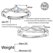 Load image into Gallery viewer, Aeici 925 Sterling Silver Engagement Wedding Band Ring for Women and Men Twisted Waterdrop Moonstone

