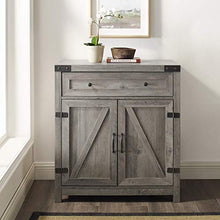 Load image into Gallery viewer, Walker Edison Furniture Company Farmhouse Barn Door Wood Accent Cabinet Entryway Bar Storage Entry Table Living Dining Room, 30 Inch, Grey Wash
