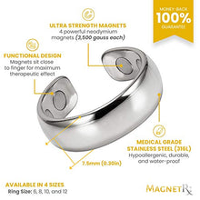 Load image into Gallery viewer, MagnetRX® Magnetic Therapy Pain Ring - Elegant Stainless Steel Ring for Pain Relief, Circulation, Healing &amp; Arthritis Ring - Magnet Therapy Rings for Men (Polished Silver | Size: 8)
