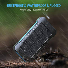 Load image into Gallery viewer, Solar Power Bank 30000 mAh, Wireless Portable Charger Solar Panel External Battery Type-C 5V Dual USB with LED Flashlight (Waterproof, Dustproof, Shockproof) Compatible with iOS &amp; Android (Black)
