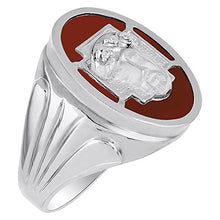 Load image into Gallery viewer, Diamond &amp; Red Onyx Ring 14K Yellow or White Gold Christ Head
