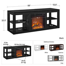 Load image into Gallery viewer, Ameriwood Home Parsons TV Stand with Fireplace, 65", Black
