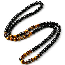 Load image into Gallery viewer, vivia Black Onyx Men's Tiger Eye Stone Bead Necklace Fashion Natural Stone Jewelry Handmade Gift
