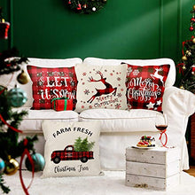 Load image into Gallery viewer, Bieyaaso Christmas Pillow Covers 18x18 Set of 4 for Home Decor. Christmas Buffalo Plaid Retro Truck Throw Pillow Cases CushionDecor Winter Holiday Christmas Farmhouse Decor Pillows Throw Pillow Covers
