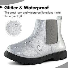 Load image into Gallery viewer, Tobfis Girl's Fashion Glitter Chelsea Boot Ankle Boots,Black PU,5 M US Big Kid
