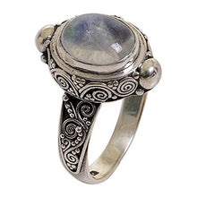 Load image into Gallery viewer, NOVICA Oval Rainbow Moonstone .925 Sterling Silver Cocktail Ring, Magic Portal'
