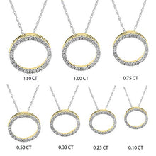 Load image into Gallery viewer, 0.10 Carat (ctw) Round White Diamond Circle Pendant 1/10 CT (Silver Chain Included), 14K Yellow Gold
