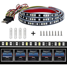 Load image into Gallery viewer, MJIYA LED Truck Tailgate Light Bar Strip, 60 Inch Red Brake Light White Reverse Running Turn Signal Tail Lights for Pickup Trailer Jeep SUV RV Van Dodge, No Drill Install (2 Row 60 Inch)
