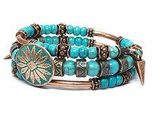 Load image into Gallery viewer, Blue Howlite Turquoise &amp; Copper Southwestern Tribal Jewelry for Men Women Bracelet
