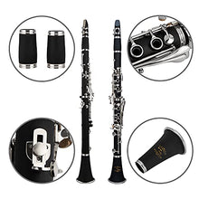 Load image into Gallery viewer, Glory Clarinet GLY-PBK Professional Ebonite Bb Clarinet with 10 Reeds, Stand, Hard Case, Cleaning Cloth, Cork Grease, Mouthpiece Brush and Pad Brush, Black

