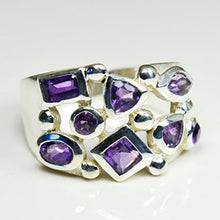 Load image into Gallery viewer, gemsonclick Natural Amethyst Ring Bold for Men Sterling Silver Ring in Size 4,5,6,7,8,9,10,11,12
