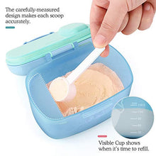Load image into Gallery viewer, Zooawa Baby Formula Dispenser, Portable Travel Milk Powder Formula Container Candy Fruit Snack Storage Container with Scoop and Leveller, On-The-Go, BPA Free, Transparent - Blue

