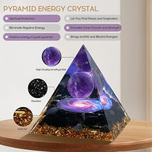 Load image into Gallery viewer, Hopeseed Orgone Pyramid for Positive Energy, Orgonite Amethyst&amp;Obsidian Healing Crystal Pyramids for Reduce Stress Chakra Reiki Healing Meditation Attracts Lucky and Success
