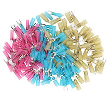 Load image into Gallery viewer, Ruikarhop 150pcs Nylon Insulated Heat Shrink Butt Fork Wire Electrical Crimp Fork Terminal Connector (12-10AWG,14-16AWG,18-22AWG)
