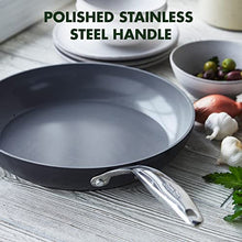Load image into Gallery viewer, GreenPan Valencia Pro Hard Anodized Healthy Ceramic Nonstick 10" Frying Pan Skillet with Lid, PFAS-Free, Induction, Dishwasher Safe, Oven Safe, Gray
