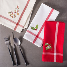 Load image into Gallery viewer, DII Embroidered Corner Christmas &amp; Holiday Tabletop Collection, Napkin Set, Mistletoe 6 Piece
