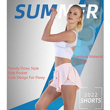 Load image into Gallery viewer, NEXSONIC Flowy Running Skirt Shorts for Women Gym Yoga Athletic Workout Biker Exercise Quick-Drying Comfy Lounge Skirts (Medium, Pink)
