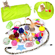 Load image into Gallery viewer, Youngever 24 Cat Toys Kitten Toys Assortments, 2 Way Tunnel, Cat Feather Teaser - Wand Interactive Feather Toy Fluffy Mouse, Crinkle Balls for Cat, Puppy, Kitty, Kitten
