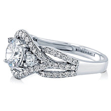 Load image into Gallery viewer, BERRICLE Rhodium Plated Sterling Silver Round Cubic Zirconia CZ 3-Stone Anniversary Engagement Ring 2.08 CTW Size 4
