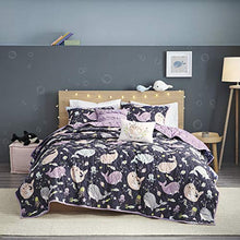 Load image into Gallery viewer, Urban Habitat Kids Magical Narwhals Reversible 100% Cotton Quilt, Novel Animal Print Modern All Season Down Alternative Bed Set for Kids, Decorative Pillows, Twin(68"x88"), Purple Multi 4 Piece
