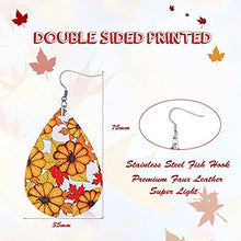 Load image into Gallery viewer, Florideco 16 Pairs Fall Faux Leather Earrings for Women Autumn Teardrop Dangle Earrings Set Pumpkin Sunflower Maple Leaf Thanksgiving Jewelry (Style E)
