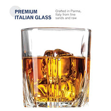 Load image into Gallery viewer, Paksh Novelty 7-Piece Italian Crafted Glass Decanter &amp; Whisky Glasses Set, Elegant Whiskey Decanter with Ornate Stopper and 6 Exquisite Cocktail Glasses
