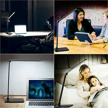 Load image into Gallery viewer, LED Desk Lamp, Touch Control Desk Lamp with 3 Levels Brightness, Dimmable Office Lamp with Adjustable Arm, Foldable Table Desk Lamp for Table Bedroom Bedside Office Study, 5000K, 8W, Black
