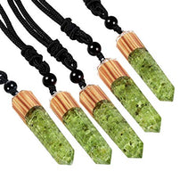 Load image into Gallery viewer, SUNYIK Natural Orgone Healing Crystal Points Stone Pendant Necklace for Men and Women, Hexagonal Faceted Crystal Stone Necklace for Unisex Adjustable 18''-24'',Peridot
