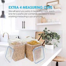 Load image into Gallery viewer, Large Food Storage Containers 5.2L / 176oz, Vtopmart 4 Pieces BPA Free Plastic Airtight Food Storage Canisters for Flour, Sugar, Baking Supplies, with 4 Measuring Cups and 24 Labels, Blue
