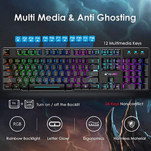 Load image into Gallery viewer, Wireless Gaming Keyboard and Mouse,Rechargeable Rainbow Backlit Keyboard Mouse with 3800mAh Battery,Mechanical Feel Gaming Keyboard,7 Color Gaming Mute Mouse,Gaming Mouse Pad for PC Gamers(Black)
