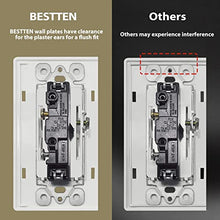 Load image into Gallery viewer, [5 Pack] BESTTEN 2-Gang Screwless Wall Plate, USWP4 White Series, Decorator Outlet Cover, H4.69” x W4.73”, for Light Switch, Dimmer, USB, GFCI, Receptacle
